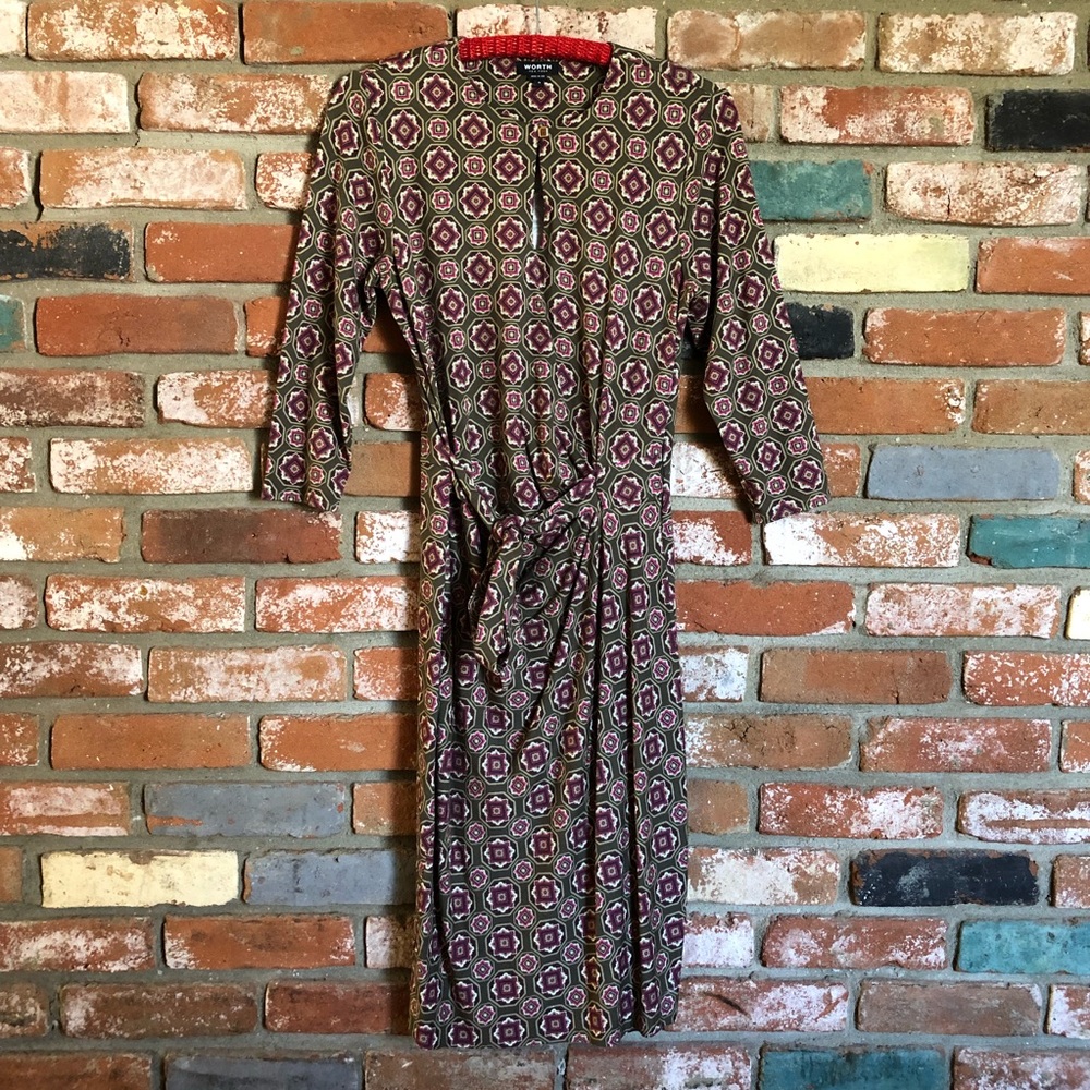 Worth New York Printed Faux Wrap Midi Dress